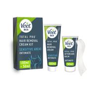 Veet Men's Intimate Hair Removal Kit - 100 ml Cream, 50 ml After Shave Balm, Spatula - Genital & Pubic Remover for Smooth Skin
