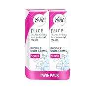 Veet Hair Removal Cream, Bikini & Underarms, Sensitive Skin,100ml (Pack of 2, 200ml), 1 Domed Applicator Each (2 Applicators)