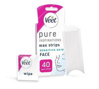 Veet Pure Cold Strips for Sensitive Facial Skin, 40 Count + 4 Finish Wipes, Root Hair Removal, 28-Day Smoothness, Hypoallergenic, Hot Kit Alternative (Packaging Varies)