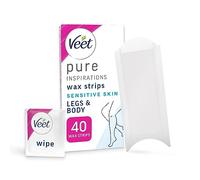 Veet Pure Cold Wax For Legs & Body, Sensitive Skin, 40 Strips + 4 Wipes, Root Hair Removal, 28 Days Smoothness, Hypoallergenic Formula, Packaging May Vary