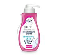 Veet Pure Hair Removal Cream 400ml, Legs & Body, 24 Hour Hydration, Exfoliates,