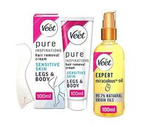 Veet Pure Legs and Body 100ml Sensitive with Miraculous Oil Bundle
