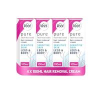 Veet Pure Legs & Body Hair Removal Cream, 400ml (100mlx4), Sensitive Skin