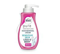 Veet Pure Hair Removal Cream 400ml, Legs & Body, 24 Hour Hydration, Exfoliates, Pleasant Smell, With Spatula, Long Lasting Smoothness