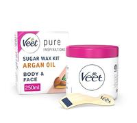 Veet Pure Sugar Wax Kit, Argan Oil, Body & Face, 200ml, Hair Removal