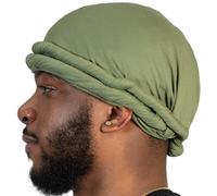 Veeta Superior Halo Turban Silk Satin Lined Head Wrap, Pre-Tied Turban for Men & Women, Turban Durag Wave Cap, Olive, One Size
