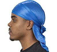 Veeta Superior Silk Durag - Smooth Silk Durag for Men & Women, Long Double Wide Straps, Outside Seam Triple Stitch Du Rag, Atlantis, One Size