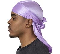 Veeta Superior Silk Durag - Smooth Silk Durag for Men & Women, Long Double Wide Straps, Outside Seam Triple Stitch Du Rag, Lavender, One Size