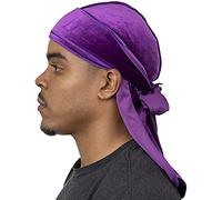 Veeta Superior Velvet Durag - Soft Velvet Durags for Men & Women, Long Double Wide Straps, Silky Durag Liner, Triple Stitched, Purple, One size
