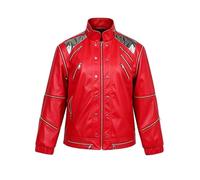 VeetaLux Kids Retro Red PU Leather Jacket with Zipper and Pockets