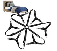 Veeteah Bed Sheet Holder,Adjustable Elastic Bed Sheet Holder Straps for Full Bed - Sheet Straps 6 Way 12 Clips Sheet Stays Keepers Bedsheet Holders Fasteners for Bedding Mattress