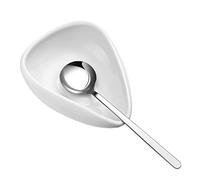 Veeteah Coffee Spoon Rest Ceramic | Coffee Bean Dosing Bowl - with Stainless Spoon White Coffee Bean Dosing Scoop Coffee Bean Cup for Coffee Powder