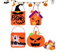Veeteah Halloween Goodie Bags, Pumpkin Ghost Bat Witch Hat Snack Bag | Felt Reusable Spooky Cute Bucket Candy Chocolate Snack Storage for Halloween Trick Or Treat Party Favors Classroom Kids