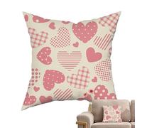 Veeteah Heart Pillow Case | 18X18 Inch Valentine's Day Pillowcases Love Cushion - Decorative Pillow s Happy Valentines Pillow Protector for Home Couch Sofa Bed