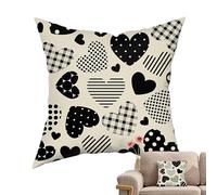 Veeteah Heart Pillow Case - Love Cushion Printed Valentine's Day Pillowcases 18X18 Inch,Decorative Pillow Covers Happy Valentines Pillow Protector for Home Couch Sofa Bed