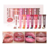 Veeteah Hydrating Lip Gloss Set - 8X Jelly Tinted Lip Butter Oil | Lip Gloss In Assorted Fruity Flavors, Clear Glossy Lip Care Gloss, Lip Gloss Collection Makeup Set For Girls And Women Makeup