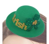 Veeteah Shamrock Hair Clip - Green Lucky Leaves Shamrock Hat Shaped Hairpin - Green Irish Festival Hair Clips, Versatile Lucky Hair Barrettes for Family Gathering