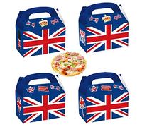 Veeteah Union Flag Favor Boxes, Union Flag Cookie Box, Small Pastry Dessert Treat Boxes with Handle, Union Jack Cake Box for Bakery Wedding