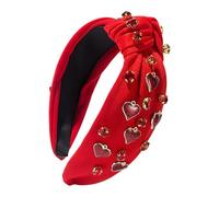 Veeteah Valentines Headbands for Women,Wide Rhinestone Love Heart Headbands - Stylish Headbands for Girls, Valentines Hair Accessories for Holiday Parties