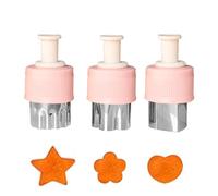 Veeteah Vegetable Fruit Cutter Shapes, 3 Stainless Steel Fruit Food Cutter for Kids, Cookie Stamps Mould Shapes Set for Baking,