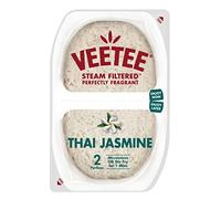 VEETEE Microwavable Thai Jasmine Rice Twin Pot, Quick Cook Cupboard Food, Low Sodium, Wheat-Free, No Artificial Colours, Flavours or Preservatives, 280 g (Pack of 6)