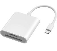 Veetone Lightning to SD Card Camera Reader for iPhone iPad, Apple MFi Certified Dual Card Slot Micro SD/SD Memory Card Reader Adapter, Trail Game Camera Viewer, Plug and Play No App Required