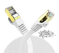 Veetop Flat Ethernet Cables 10m/32.8ft Cat7 High Speed 10Gbps RJ45 Cat 7 Networking Ethernet Cable with STP Copper Wires Shielded & Gold Plated Connector for Computer Laptop Router Patch Modem