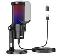 Veetop USB Computer Microphone,Gaming Condenser Microphone RGB Mic with Mute Button, Pop Filter, PC Mic for Gaming YouTube Podcasting Streaming Recording, Twitch, PS4/5 PC Gamer on Mac&Windows