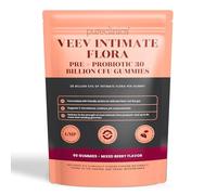 Veev Intimate Flora Probiotic + Prebiotic Gummies - 90 Gummies (3 Month Supply) - 30 Billion CFU - Cranberry, D-Mannose, Berberine - Vaginal pH & Urinary Tract Support