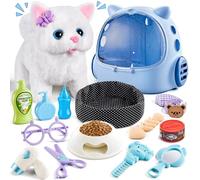 VEEVIFUN 17PCS Cat Toys for Kids Girls Boys,Interactive Robot Cat with Walking,Pretend Play Toys for 3 4 5 6 7 Year Old Girls,Idea Birthday Gifts for Girl Ages 3 4 5 6 7 Years Old