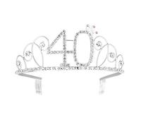 Veewon 40th Birthday Tiara Crown Crystal Princess Crowns Happy Birthday Hair Accessories