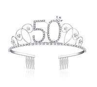 Veewon 50th Birthday Tiara Crown Crystal Princess Crowns Happy Birthday Hair Accessories