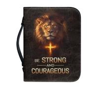 Vefabuboy Cool Lion and Cross Psalms Bible Covers for Men Bible Carrying Bag for Men Leather with Zippered Handle Carrying Bible Case Protects Your Prayer and Study Items