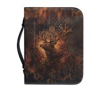 Vefabuboy Gothic Deer and Cross Bible Cover for Women Men Bible Case for Boys Zippered Handle Bible Accessories Church Library Bag