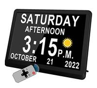 Véfaîî 11.5 '' Ultra Large Digital Clock with 19 Alarms & 20 Custom Reminders, Auto DST & Dimming Clock for Wall and Table, Calendar Clock for Seniors Vision Impaired Memory Loss,Black (QM1001-BLACK)