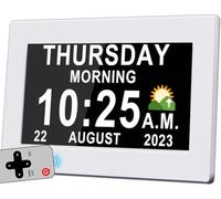 Véfaîî Dementia Clock 2.0 with 20 Custom Alarms Reminders, Sleep Trainer, 10 Levels Auto Dimmer, Day Date Wall Calendar Clock, Auto DST, 7" with Remote & HD Digital Picture Frame