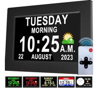 Véfaîî Dementia Clock 2.0 with Auto DST, 20 Custom Reminders, Day Clock with Sun/Moon icons for Elderly, Sleep Trainer, 7" with Remote & HD Picture Frame
