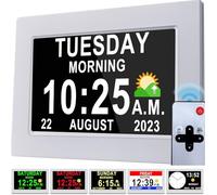 Véfaîî Dementia Clock 2.0 with Auto DST, 20 Custom Reminders, Day Clock with Sun/Moon icons for Elderly, Sleep Trainer, 7" with Remote & HD Picture Frame