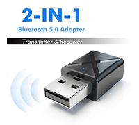 VEFPA USB Bluetooth Transmitter Receiver, 2 In 1 USB Bluetooth 5.0 Wireless 3.5mm AUX Audio Music Stereo Adapter Receiver For TV/PC/Car (Black)