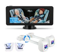 VeftBltrem 2-Kids Baby Car Camera for Seat with 7 Inch Ultrawide Display with Two Cameras Rear Facing - USB Powered Backseat Camera HD 1080P Easy to Install
