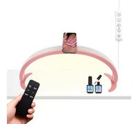 VeftBltrem 30" Half Moon Nail Light for Desk, 36W Foldable Nail Tech Table Arc Lamp with Remote Control & Phone Holder LED Nail Tech Lamp Beauty Gift for Lash Eyelash Extension Tattoo Eyebrows (Pink)