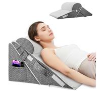 VeftBltrem Bed Wedge Pillow, Memory Foam Wedge Pillow with Adjustable Headrest, Foldable Bed Wedge Support Pillow for Acid Reflux, Snoring, Back Pain Relief, Post Surgery Recovery & Leg Elevation