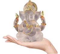 VeftBltrem Lord Ganesha Statue, 5.51" Hindu Elephant God Figurine, White Resin Sculpture for Home, Office, Car, Garden Decoration - Good Luck, Auspicious Gift, Meditation & Yoga Room Ornament (A)