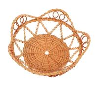 Veg Basket Rattan Fruit Baskets, Wicker Storage Bowls, Natural Woven Serving Basket, Decorative for Kitchen Counter Organizing Fruit Storage