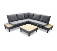 vega aluminium garden lounge sofa set with coffee table in oak grey