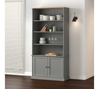 vega pinewood bookcase with 2 doors 3 shelves in grey