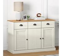vega pinewood sideboard with 3 doors 3 drawers in white