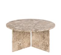 Furniture To Go Vega Round Coffee Table with Brown Marble Top 90cm - 1 - Latte brown Marble - Brown