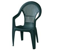 Vega Stacking Armchair, Green Plastic, Monobloc Stackable High Back Garden Chair