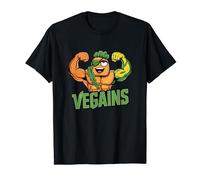 Vegains Funny Vegan Vegetarian Powerlifting Gym Workout T-Shirt